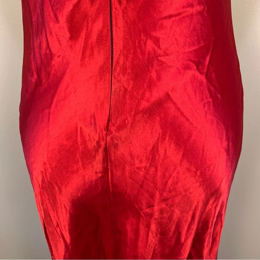 Vintage 90s Hampton Nites Satin Velvet Full Length Slip Dress - Picture 3 of 10